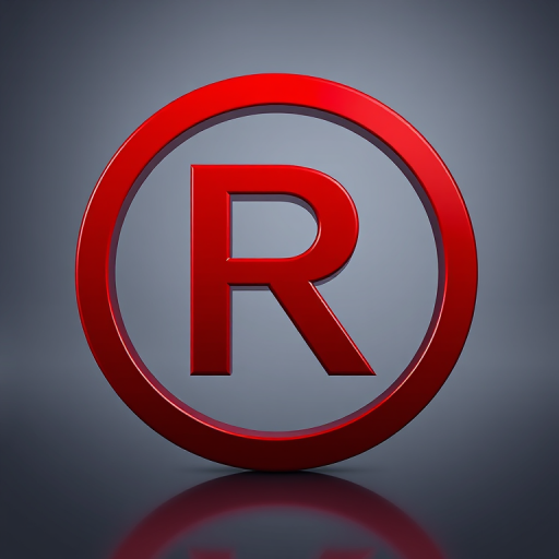 Create a high-resolution vector graphic of a bold red copyright symbol on a transparent background with a Canon EOS R5 camera, aperture f/4, ISO 100, 50mm lens, shot from a frontal perspective to enhance detail and clarity.