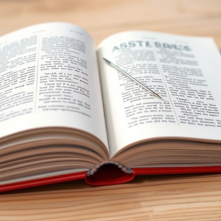 Create a high-resolution line art illustration of an open book with visible stitching on the spine and a needle with thread, using a shallow depth of field, captured with a DSLR camera at f/2.8, ISO 100, 50mm lens, overhead view, with soft natural lighting to enhance details.