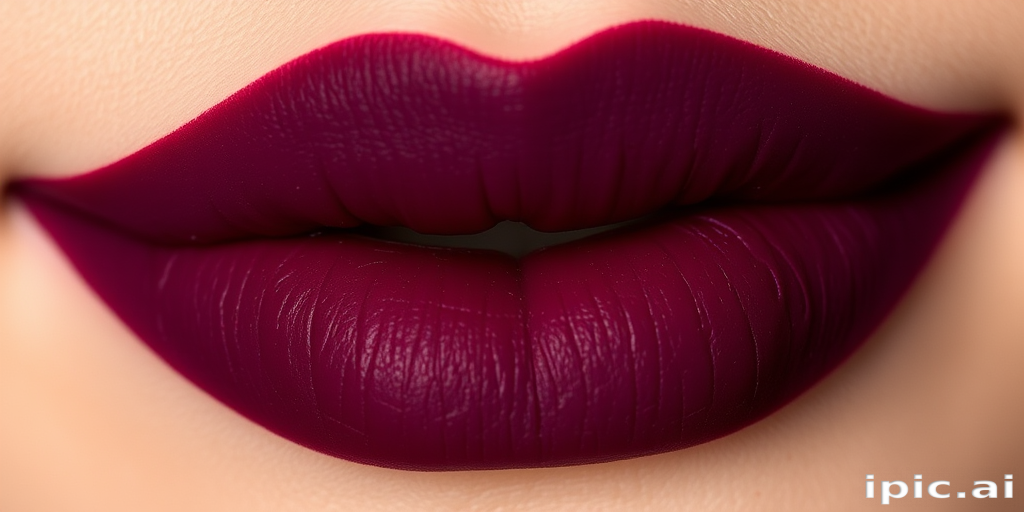 Deep plum lip mousse "Midnight Berry" with velvet matte finish and rich color payoff, suitable for vampy looks and evening events, comfortable and non-drying wear