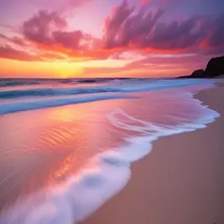 pink beach sunset