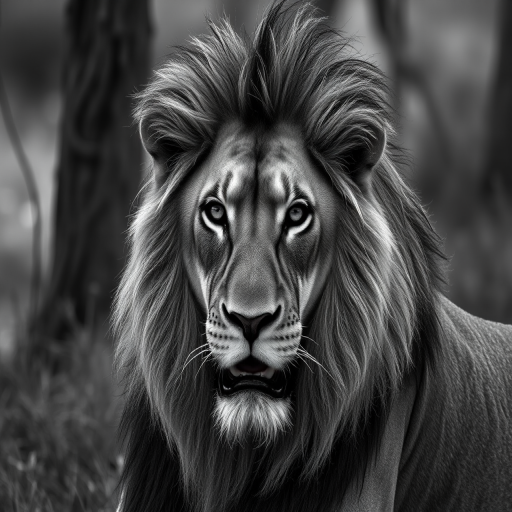 lion black and white