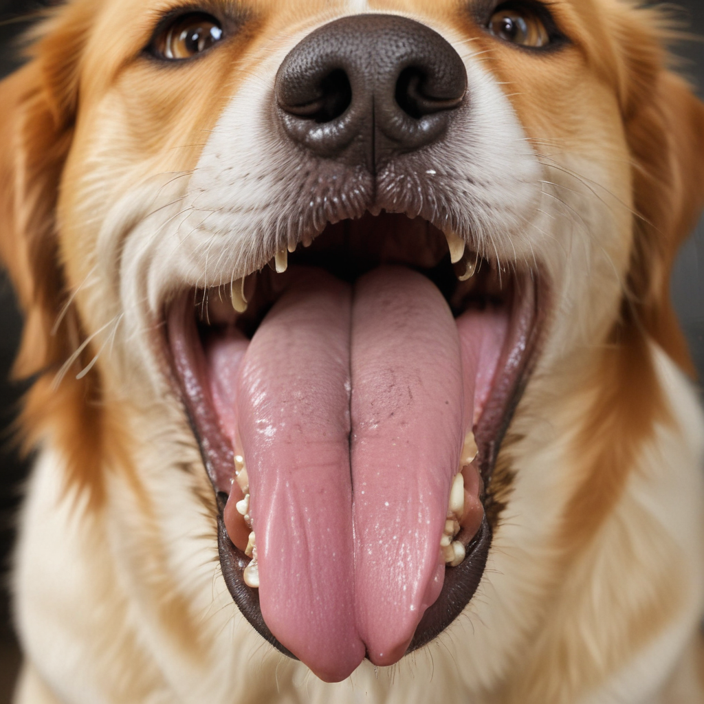 close up of inside view of a dog's gaping maw, drool dripping down from ...