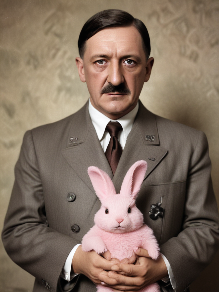 Adolf Hitler with a pink rabbit