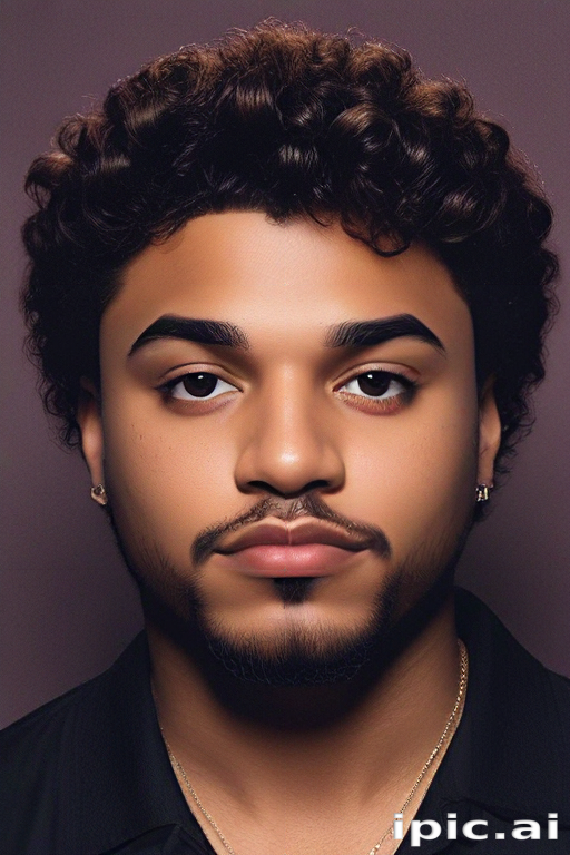 Stylish Portrait of a Young Man with Curly Hair and Confident Expression