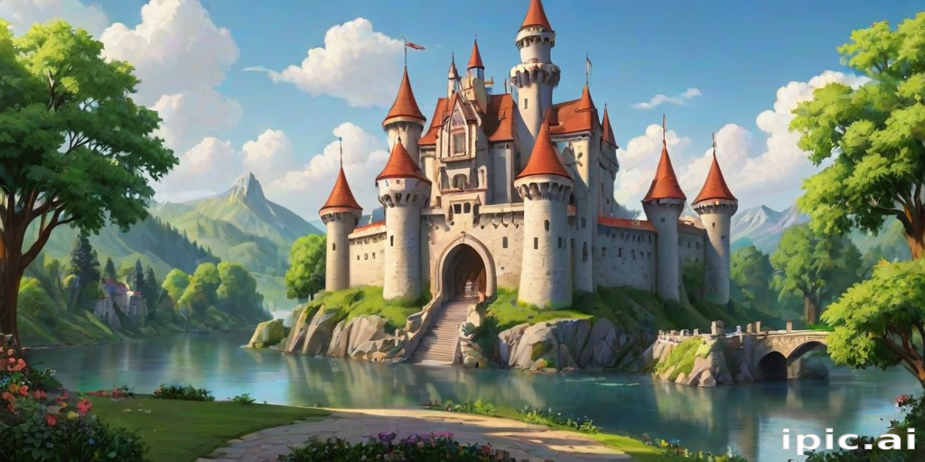 A Majestic Fairytale Castle Surrounded by Lush Mountains and Tranquil ...