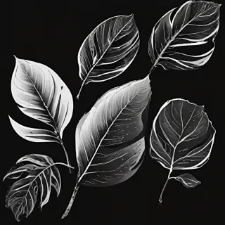 black and white leaf clip art