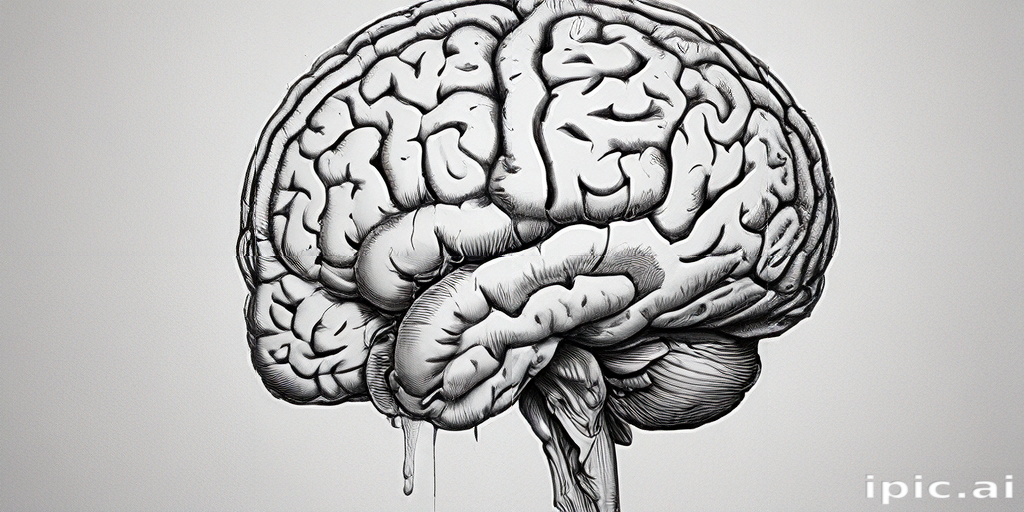 Intricate Black and White Illustration of a Human Brain with Detailed ...