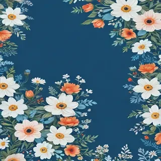 blue background with flowers