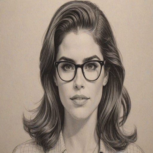 Magnificent Karla Souza, pencil sketch, portrait of Gorgeous woman 1954s in glasses, hair style beatnik, outline, clear lines, fine lines, 8k