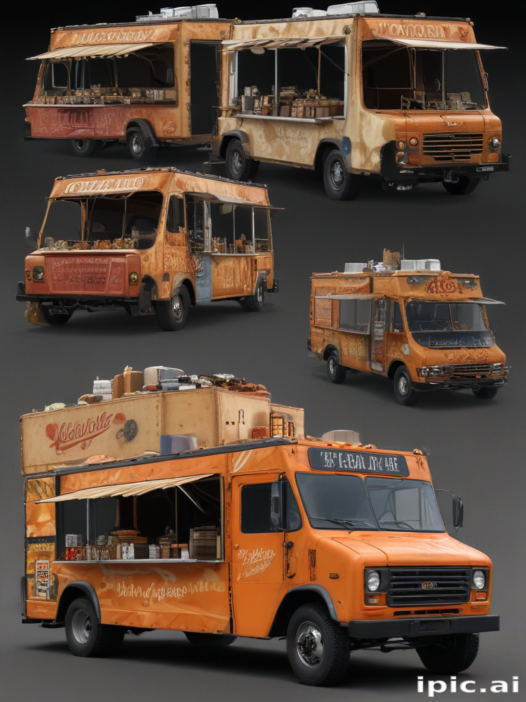 Charming Vintage Food Trucks Displayed Together with Unique Designs and — free download