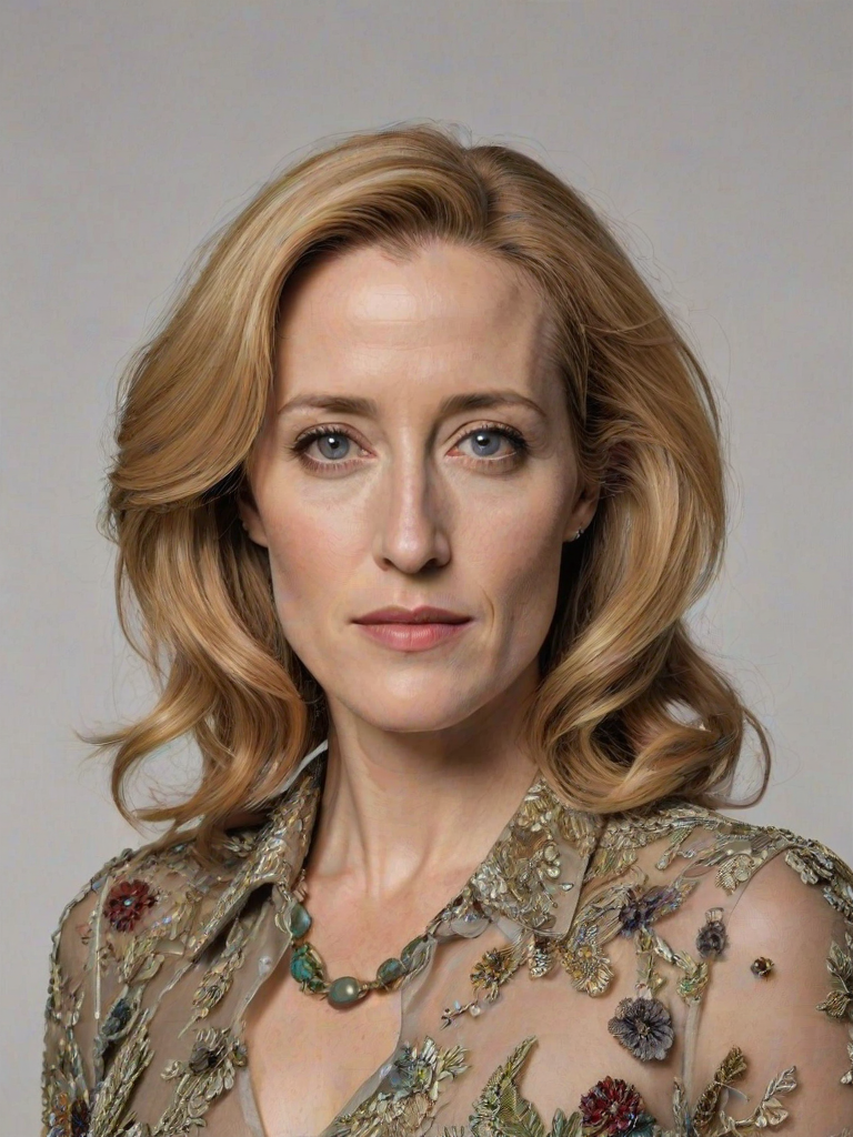 a highly detailed photo depicting Gillian Anderson