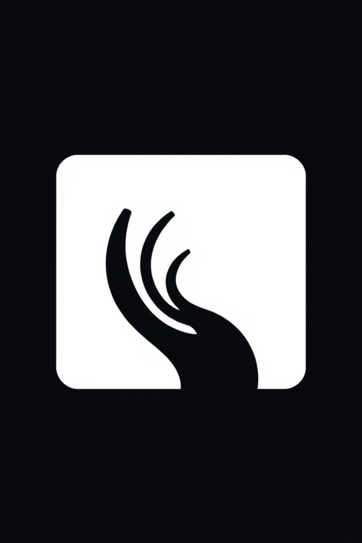 Generate a high-resolution image of a minimalist logo with clean lines and a monochromatic color scheme, using a DSLR camera with an aperture of f/2.8, ISO 100, and a 50mm lens, captured from a top-down view.