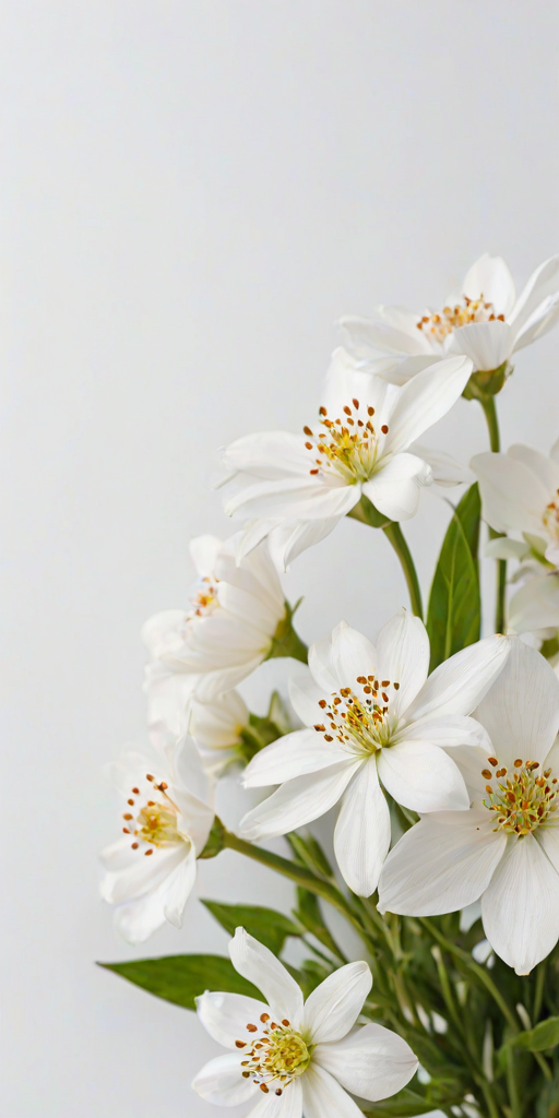 white flowers on white background