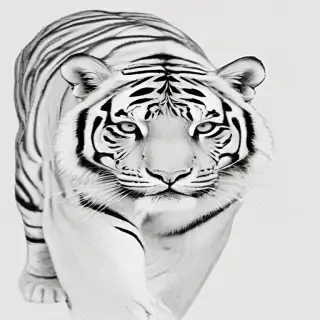 tiger clipart black and white
