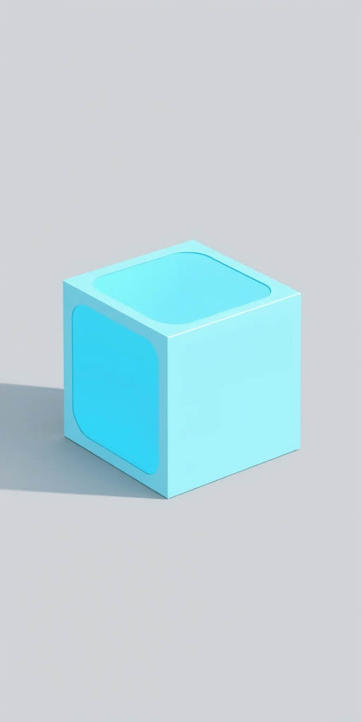 Create a high-resolution vector illustration of a stylized cube with light blue accents, shot from a slightly elevated angle using a 50mm lens on a DSLR camera, aperture set to f/2.8 for a shallow depth of field, ISO 100 for low noise, and natural lighting to emphasize details and textures.