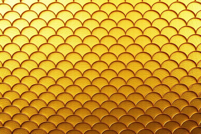 Create a high-resolution image of a gold-scaled pattern with a smooth gradient, using a DSLR camera at f/8 aperture, 1/100 shutter speed, 50mm lens, shot in natural light for enhanced texture and depth.