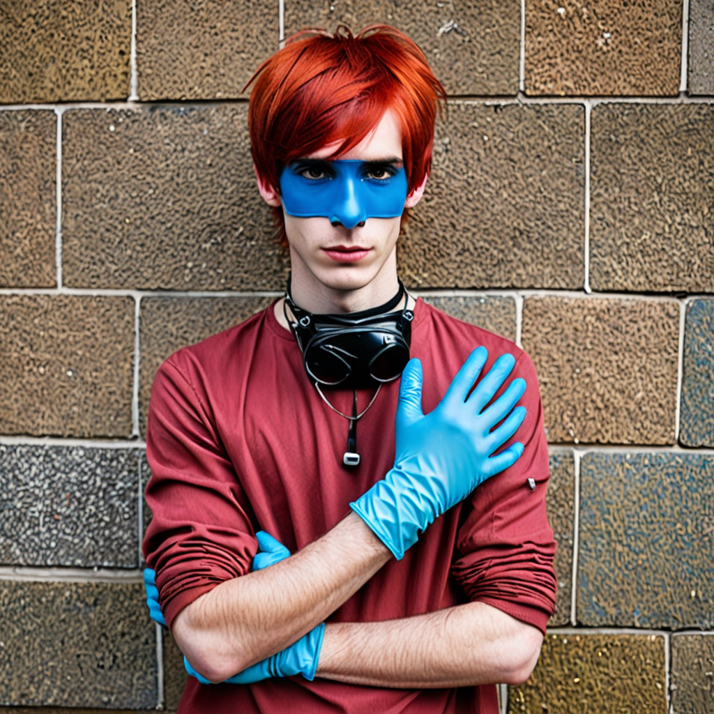 Ai Image Generator - Ai Art Generator - High Quality and 100% Unique Images  - iPic.Ai handsome slim cute emo guy skinny with red hair and vet and  nitrile blue gloves