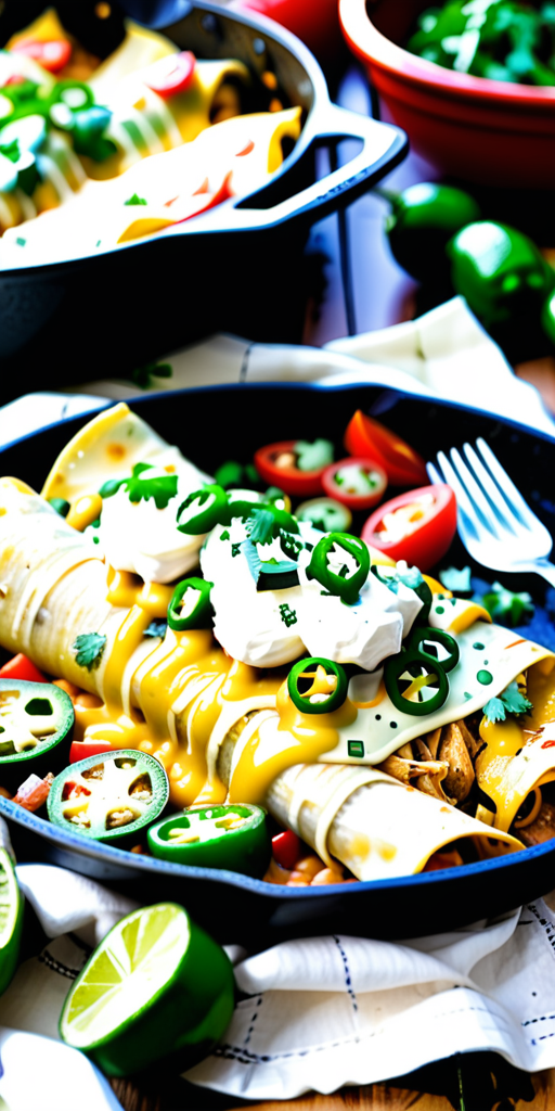 green chile chicken skillet enchiladas