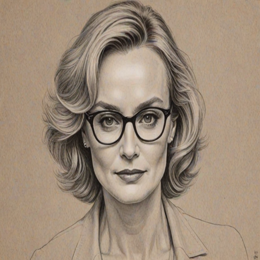 Resplendent Jessica Lange, pencil sketch, portrait of Alluring woman 1979s in glasses, hair style beatnik, outline, clear lines, fine lines, 8k