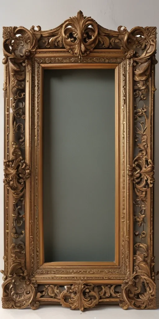 Elegant Baroque-Style Ornate Frame with Intricate Floral and Leaf Designs.