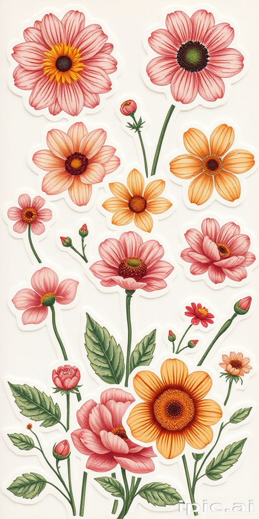 aesthetic flower stickers