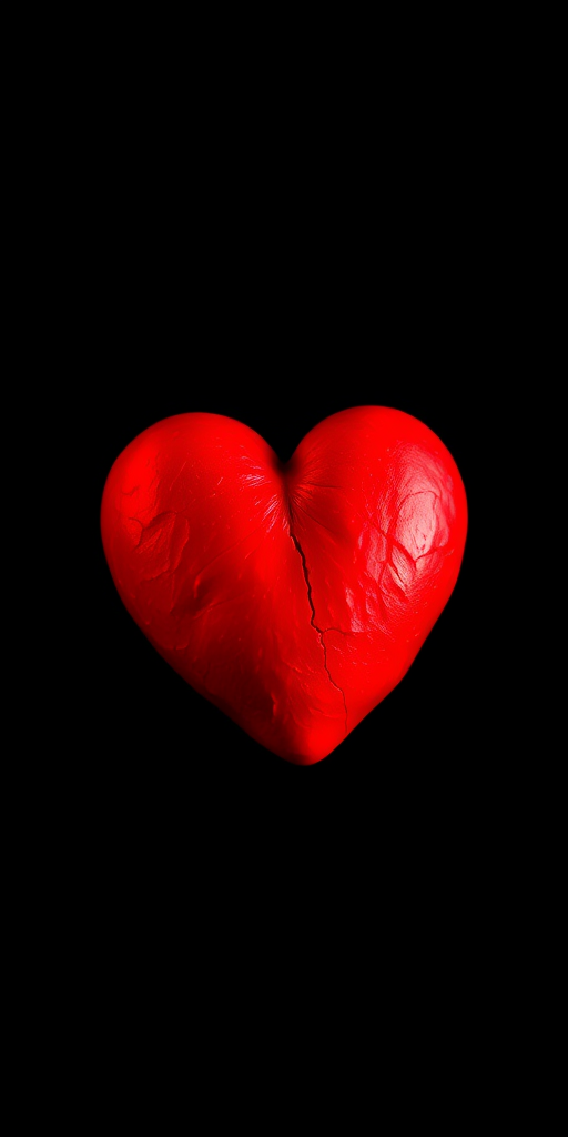 Create a vibrant red heart on a black background with a Canon EOS R, 50mm lens, aperture f/2.8, ISO 100, using a shallow depth of field for a smooth bokeh effect.