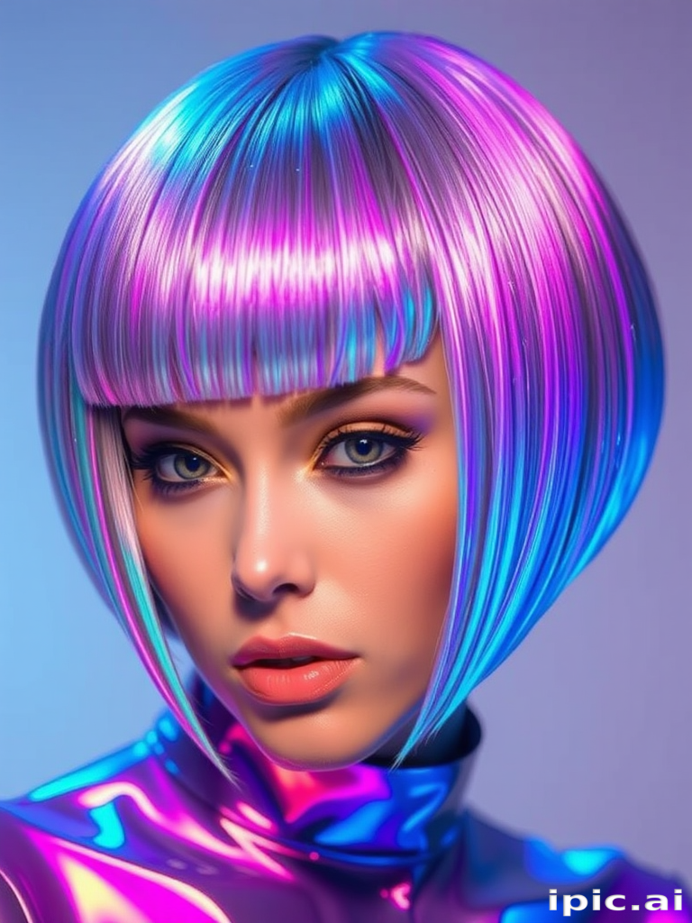 Futuristic Portrait of a Model with Vibrant, Colorful Hair and Makeup