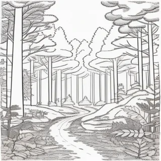forest clipart black and white