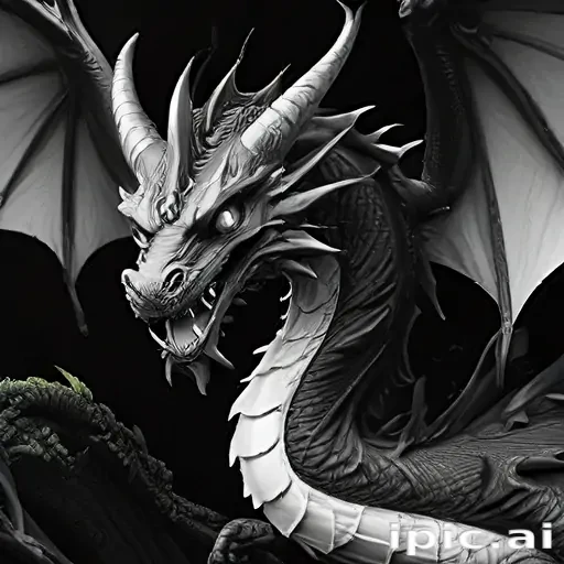 dragon black and white