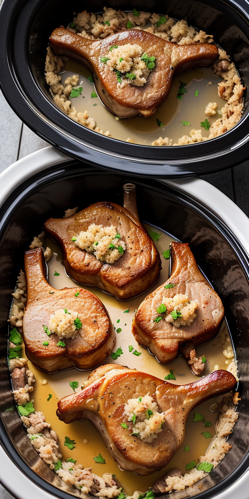 pork chops in crock pot with stuffing