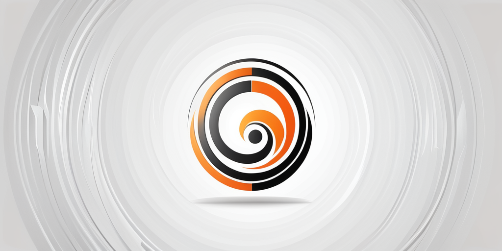 Modern Abstract Design Featuring a Spiraling Black and Orange Logo