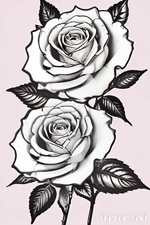 roses clipart black and white