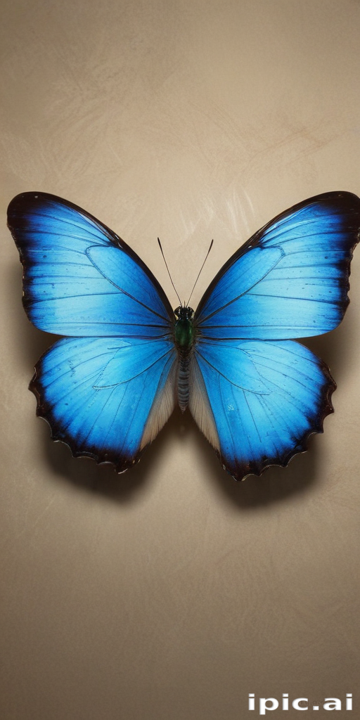 Vibrant Blue Butterfly Displaying Its Majestic Wings Against a Soft ...