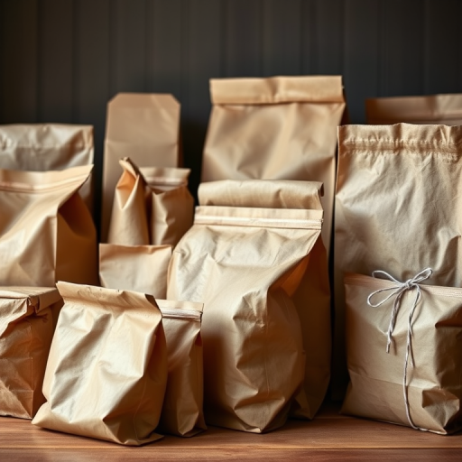 Create an image of various brown paper bags and packages, highlighting their shapes and sizes, photographed using a DSLR camera with a 50mm lens, f/1.8 aperture, ISO 200, under soft lighting, with a shallow depth of field to emphasize textures and details.