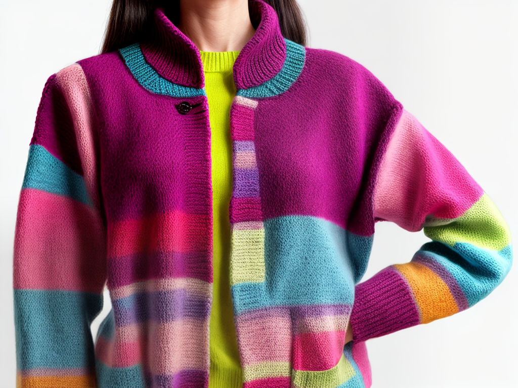 multi-colored knitted women's jacket