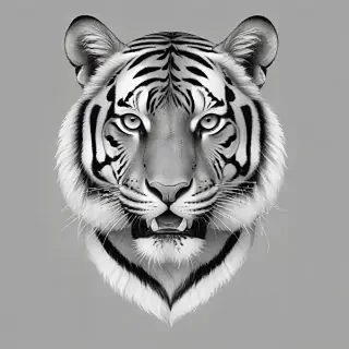 tiger clipart black and white