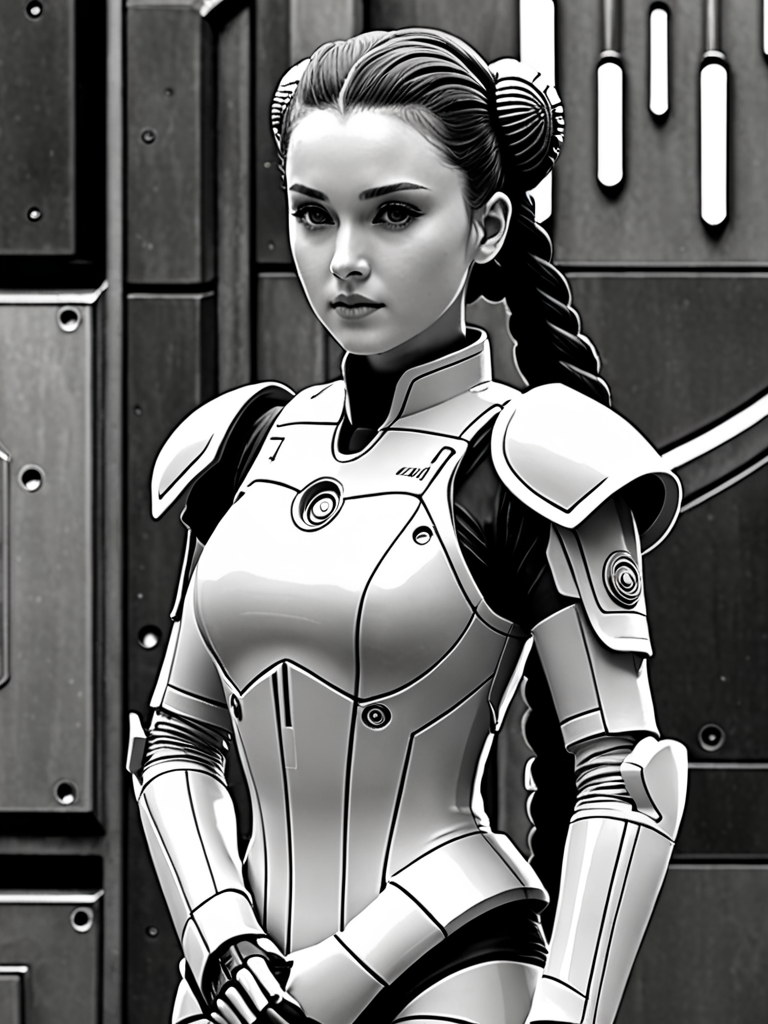 Free Ai Image Generator - High Quality and 100% Unique Images - iPic.Ai  Padmé Amidala, anime, manga, 2d, ghibli, ghost in a shell, black and white,  cute, sailormoonartstyle, action