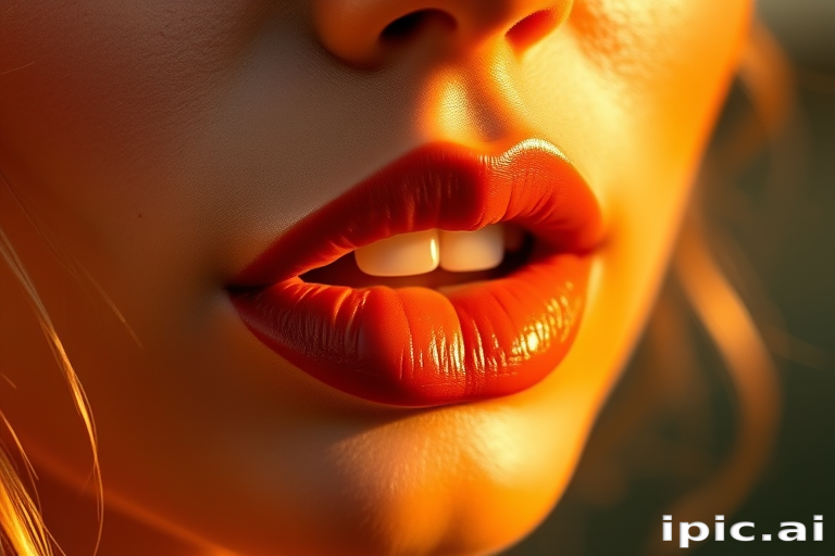 Sun-kissed terracotta lips evoke warmth and earthiness, featuring a creamy matte texture that complements golden-hour lighting