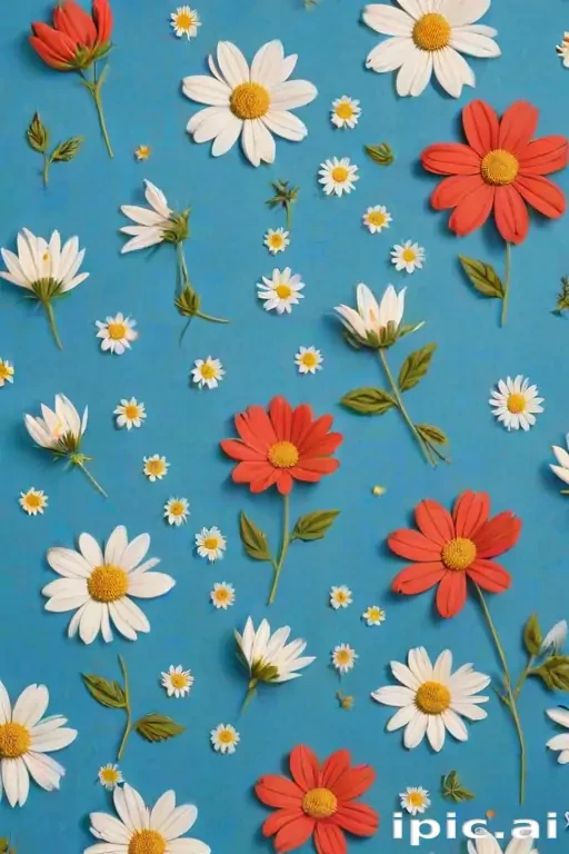 blue background with flowers