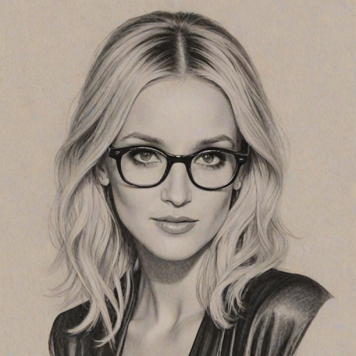 Stunning Ashlee Simpson, pencil sketch, portrait of Resplendent woman 1941s in glasses, hair style beatnik, outline, clear lines, fine lines, 8k