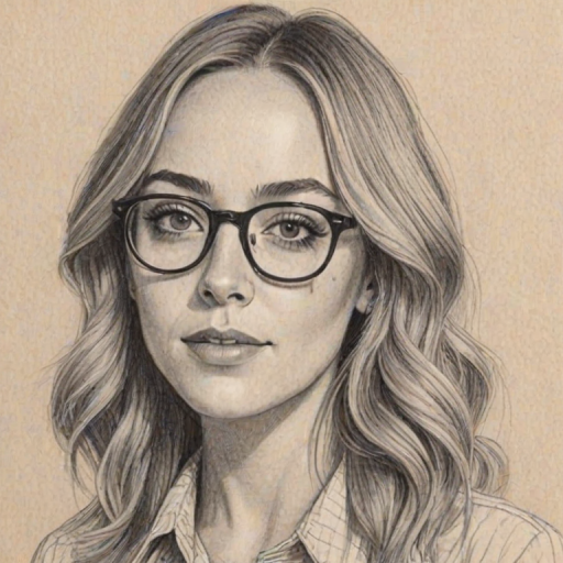 Sublime Brandi Cyrus, pencil sketch, portrait of Delightful woman 1973s in glasses, hair style beatnik, outline, clear lines, fine lines, 8k