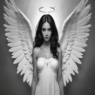 black and white angel