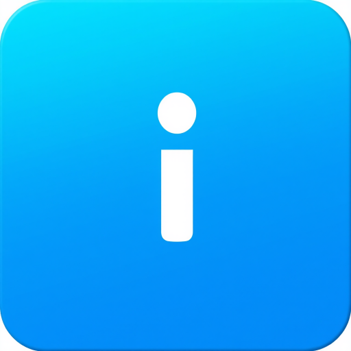 Create a high-resolution blue information icon featuring a bold white letter "i" in the center, use a DSLR camera with a 50mm lens, aperture set to f/2.8, shutter speed at 1/200 sec, and ISO 100, captured from a straight-on view with soft diffuse lighting to enhance the clarity and vibrancy of the colors.