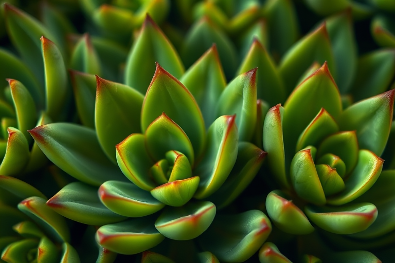 Close-up shot of lush green succulent leaves, taken with a DSLR camera, 50mm lens, f/2.8 aperture, ISO 200, natural light, shallow depth of field, high dynamic range.