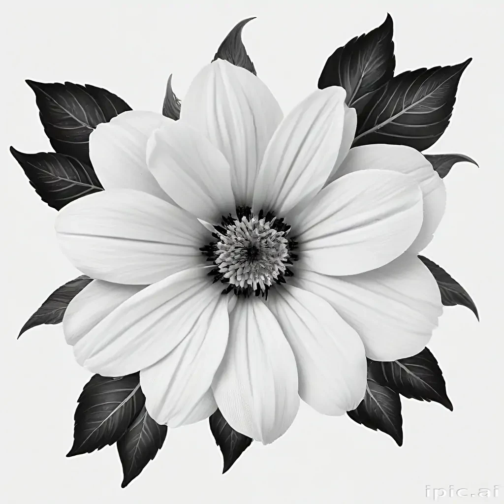 black and white flower png