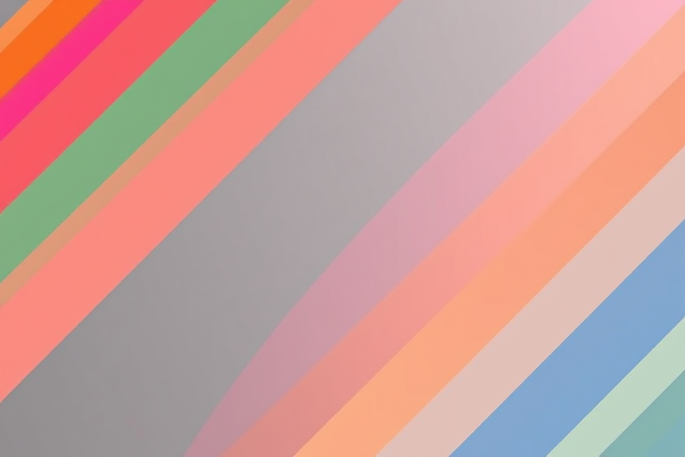 Create a vibrant abstract background featuring diagonal stripes in bold colors like orange, pink, green, and blue, with a smooth gray center for text, captured with a DSLR camera at f/8 aperture, ISO 100, 24mm focal length, using a wide-angle lens for enhanced clarity and depth.