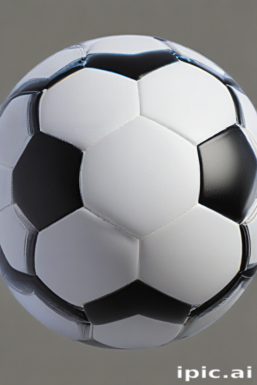 Classic Black and White Soccer Ball with Hexagonal Pattern on Gray ...