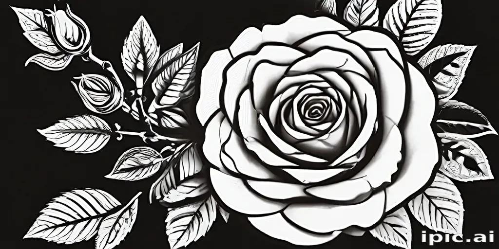 roses clipart black and white