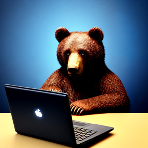 programmer bear with computer