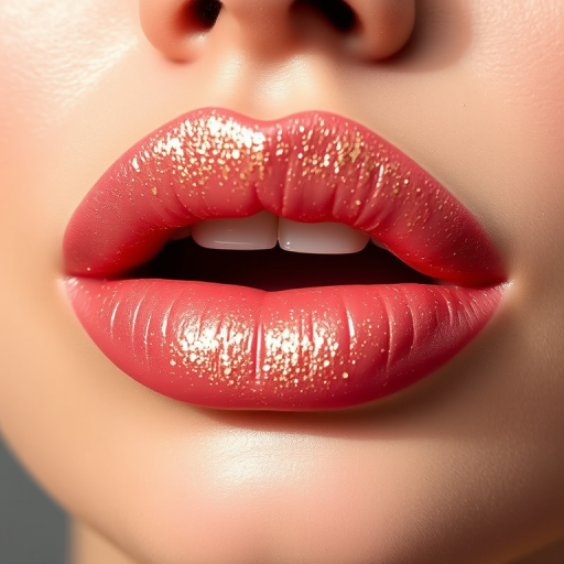 Shimmering Rose Gold Glaze lip style combines a soft pink base with golden sparkles, creating a glamorous and eye-catching effect suitable for red carpet events